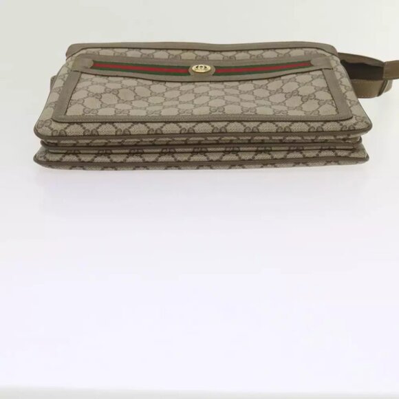 GUCCI GG Supreme Web Sherry Line Shoulder Bag Beige Red - Picture 4 of 7